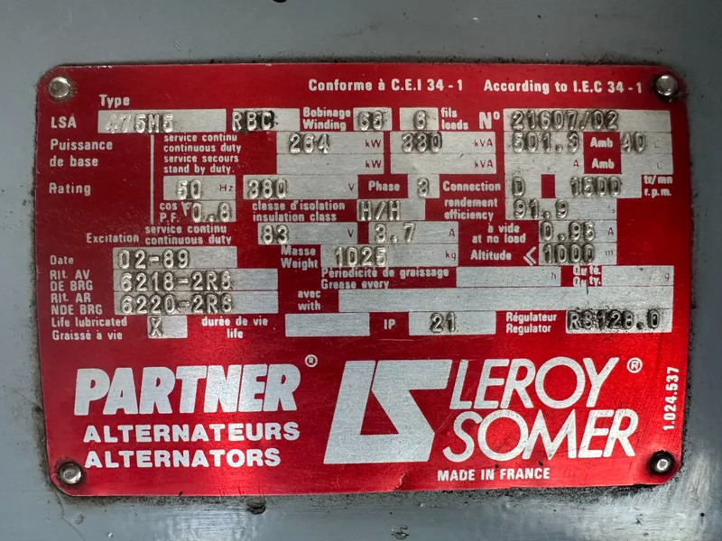 POYAUD Poyaud Leroy Somer 330 kVA noodstroom generatorset ex Emergency - مجموعة المولدات: صور 5 POYAUD Poyaud Leroy Somer 330 kVA noodstroom generatorset ex Emergency - مجموعة المولدات: صور 5