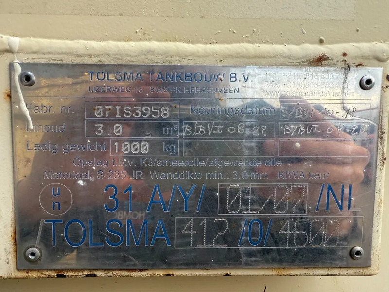 Tolsma Kiwa IBC 3000 liter Dieseltank Brandstoftank - حاوية شحن: صور 4 Tolsma Kiwa IBC 3000 liter Dieseltank Brandstoftank - حاوية شحن: صور 4