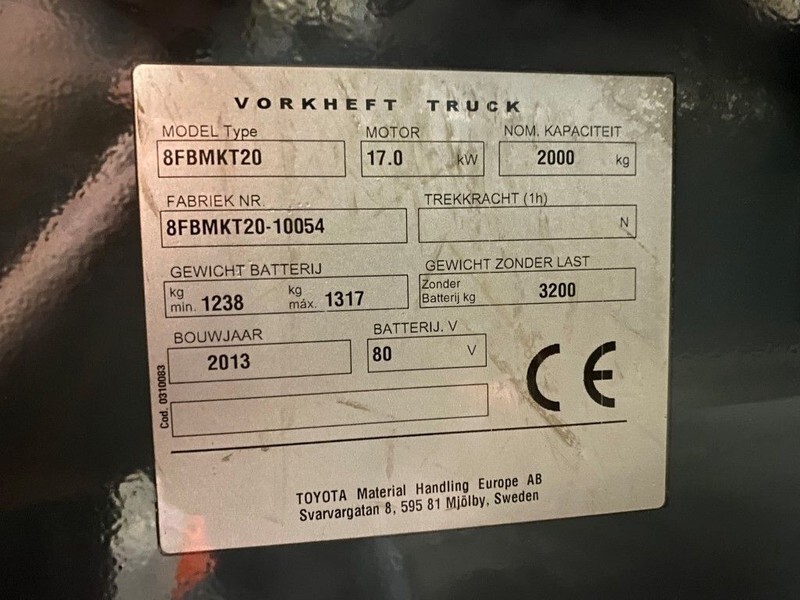 Toyota 2 ton Traigo 20 Duplex Freelift Sideshift Elektra Heftruck - رافعة شوكية كهربائية: صور 5 Toyota 2 ton Traigo 20 Duplex Freelift Sideshift Elektra Heftruck - رافعة شوكية كهربائية: صور 5