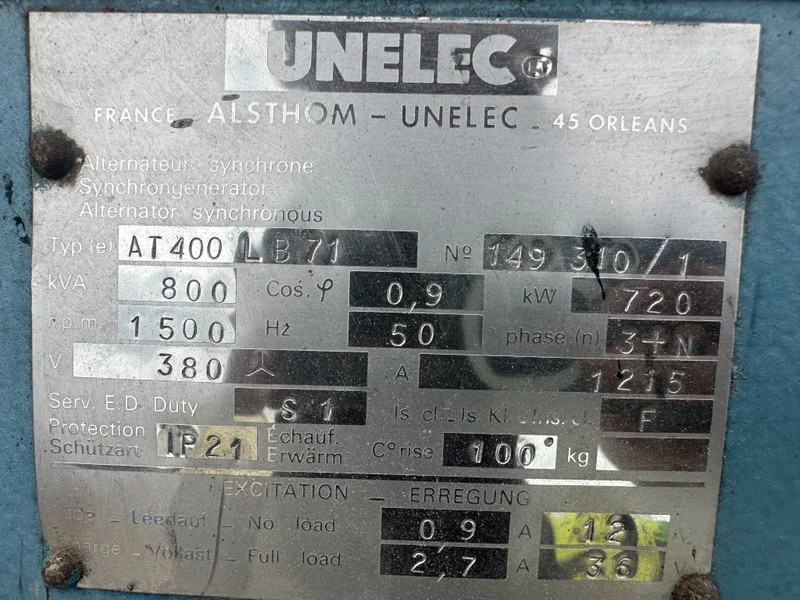 UNELEC 800 kVA generatordeel Alternator Unelec Ex Emergency Dubbel gelagerd Double Bearing - مجموعة المولدات: صور 3 UNELEC 800 kVA generatordeel Alternator Unelec Ex Emergency Dubbel gelagerd Double Bearing - مجموعة المولدات: صور 3