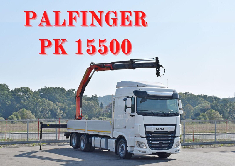 DAF XF 530 Pritsche 6,30 m + PK 15500 * TOPZUSTAND - شاحنات مسطحة, شاحنة كرين: صور 1 DAF XF 530 Pritsche 6,30 m + PK 15500 * TOPZUSTAND - شاحنات مسطحة, شاحنة كرين: صور 1