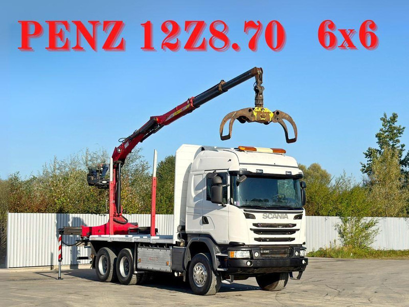 Scania G490 - شاحنة قطع الأشجار, شاحنة كرين: صور 1 Scania G490 - شاحنة قطع الأشجار, شاحنة كرين: صور 1