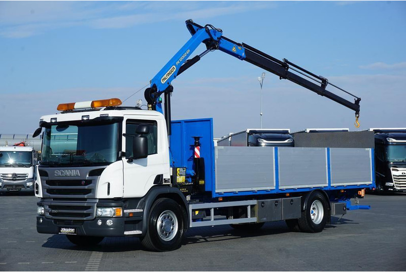 Scania P 250 / ACC / SKRZYNIOWY + HDS + WINDA / PALFINGER PK 12 002 - E - شاحنات مسطحة, شاحنة كرين: صور 1 Scania P 250 / ACC / SKRZYNIOWY + HDS + WINDA / PALFINGER PK 12 002 - E - شاحنات مسطحة, شاحنة كرين: صور 1