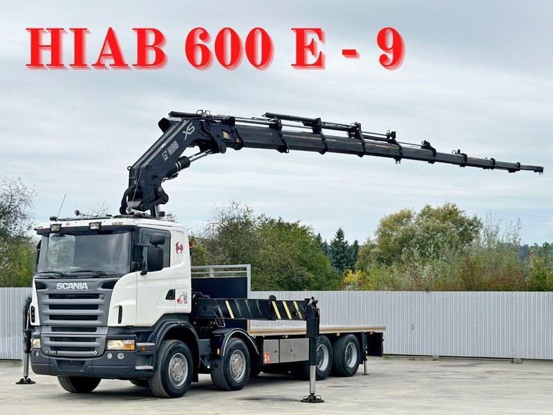 Scania R 620*PLATFORM 6,45m*HIAB 600 E - 9 + FUNK / 8x4 - شاحنات مسطحة, شاحنة كرين: صور 1 Scania R 620*PLATFORM 6,45m*HIAB 600 E - 9 + FUNK / 8x4 - شاحنات مسطحة, شاحنة كرين: صور 1