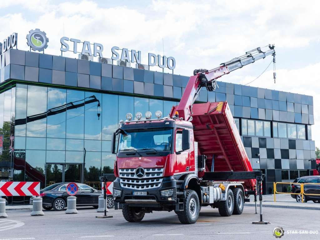 Mercedes-Benz AROCS 3345 6x6 HMF 3220 Winch Crane tipper - شاحنة كرين: صور 1 Mercedes-Benz AROCS 3345 6x6 HMF 3220 Winch Crane tipper - شاحنة كرين: صور 1