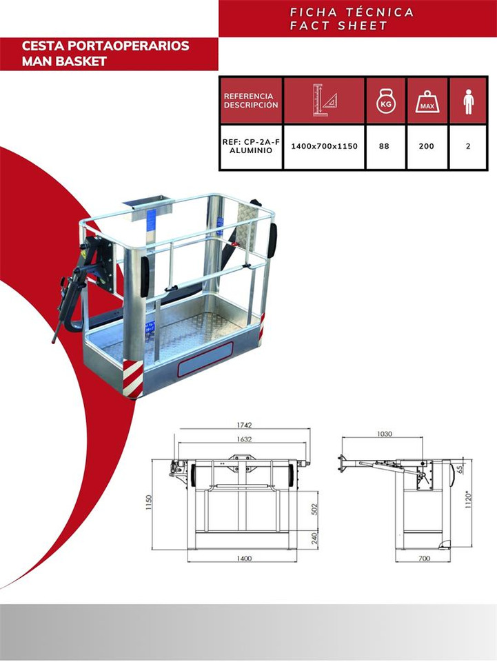 Aluminum Operator Basket CP-2A-F - ملحقات - ونش كرين: صور 3 Aluminum Operator Basket CP-2A-F - ملحقات - ونش كرين: صور 3
