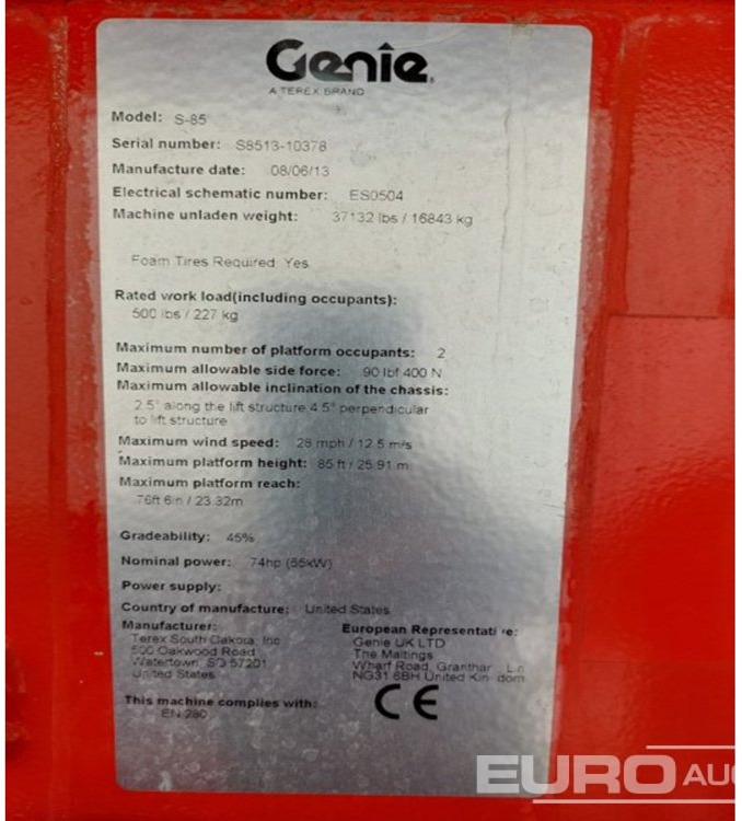 2013 Genie S-85 - منصات هيدروليكية متنقلة: صور 3 2013 Genie S-85 - منصات هيدروليكية متنقلة: صور 3