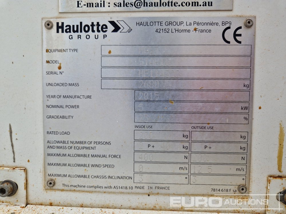منصات هيدروليكية متنقلة 2015 Haulotte Star 10: صور 23