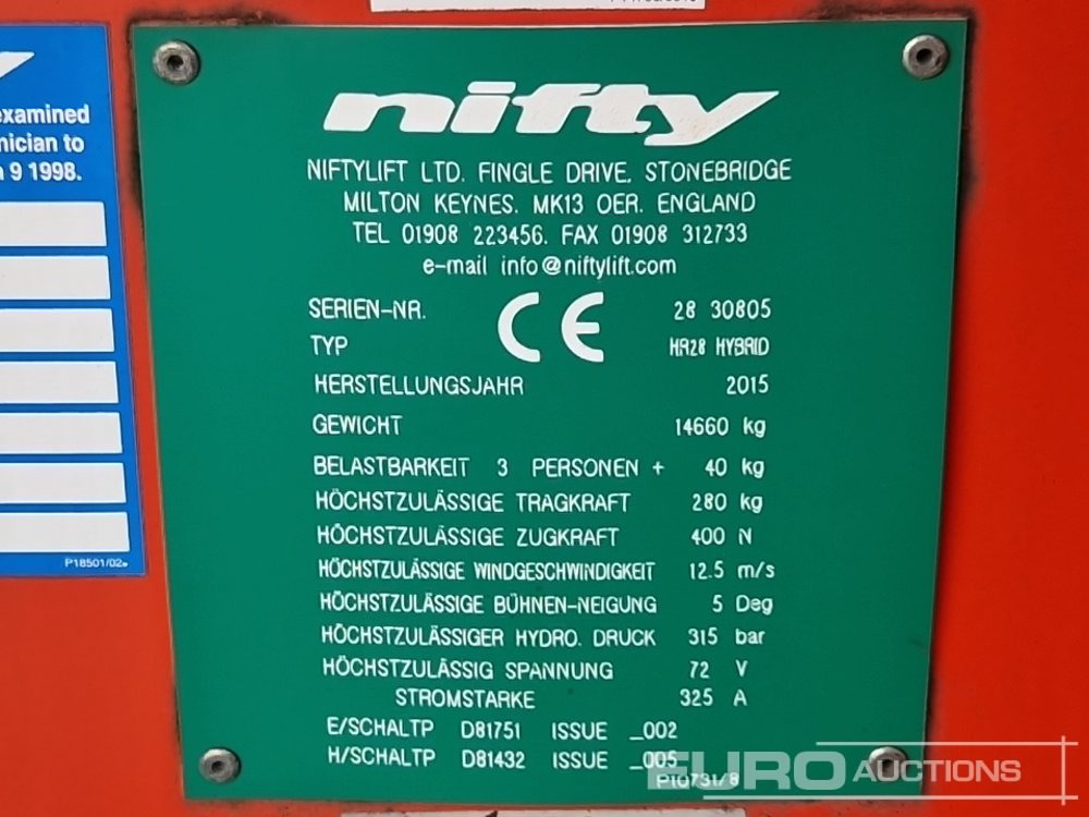 منصات هيدروليكية متنقلة 2015 Niftylift HR28 Hybrid: صور 34