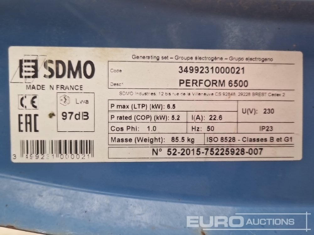 مجموعة المولدات 2015 SDMO PERFORM 6500: صور 9