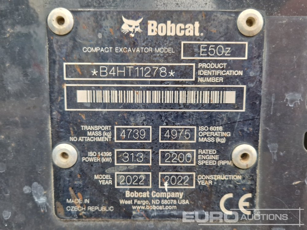 حفارة مصغرة 2022 Bobcat E50Z: صور 35