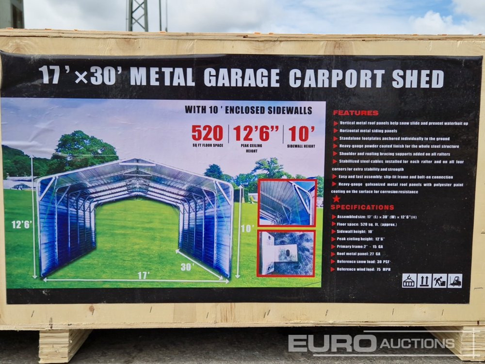 Unused 2025 17'x30' Metal Garage Carport Shed in 2.1x1x0.6m Transport Box - البيت الحاوية: صور 2 Unused 2025 17'x30' Metal Garage Carport Shed in 2.1x1x0.6m Transport Box - البيت الحاوية: صور 2