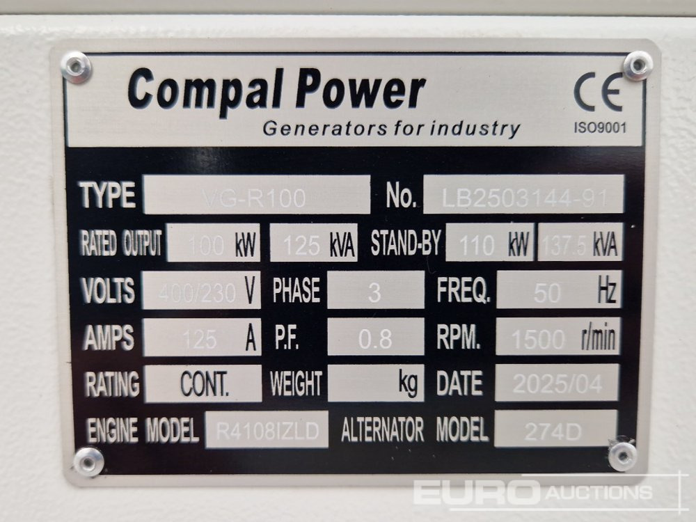 مجموعة المولدات Unused 2025 Compal Power VG-R100: صور 14