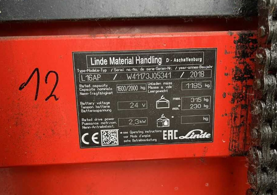 Linde L16AP - معدات تكديس: صور 4 Linde L16AP - معدات تكديس: صور 4