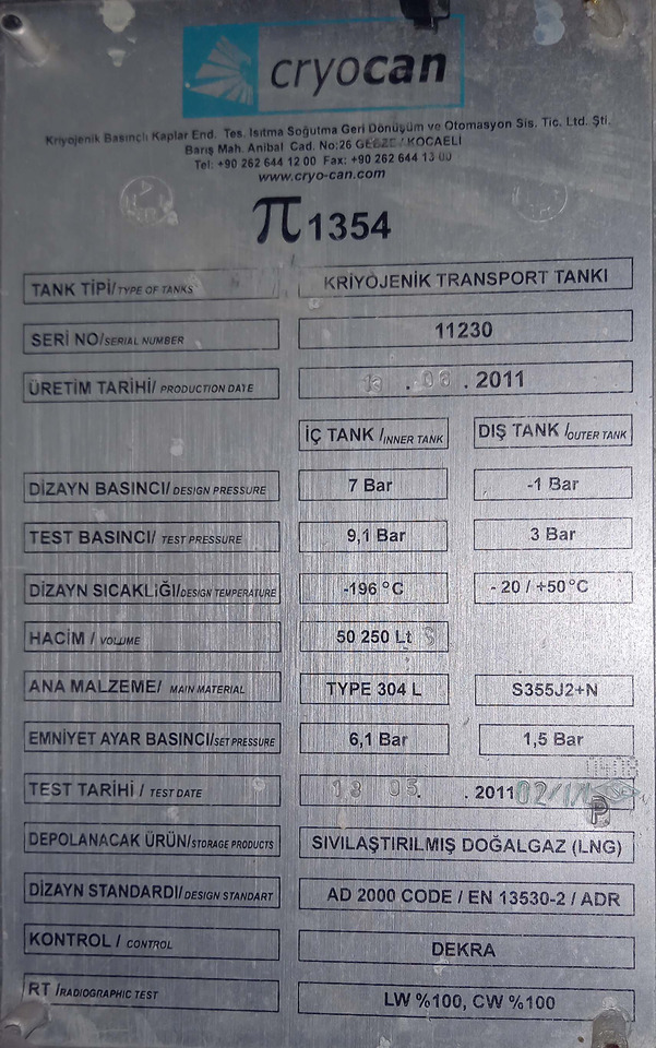 Cryocan Gas tank cryogenic semi-trailer used for LNG Methane - نصف مقطورة صهريج: صور 5 Cryocan Gas tank cryogenic semi-trailer used for LNG Methane - نصف مقطورة صهريج: صور 5