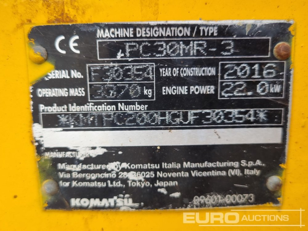 حفارة مصغرة 2016 Komatsu PC30MR-3: صور 41