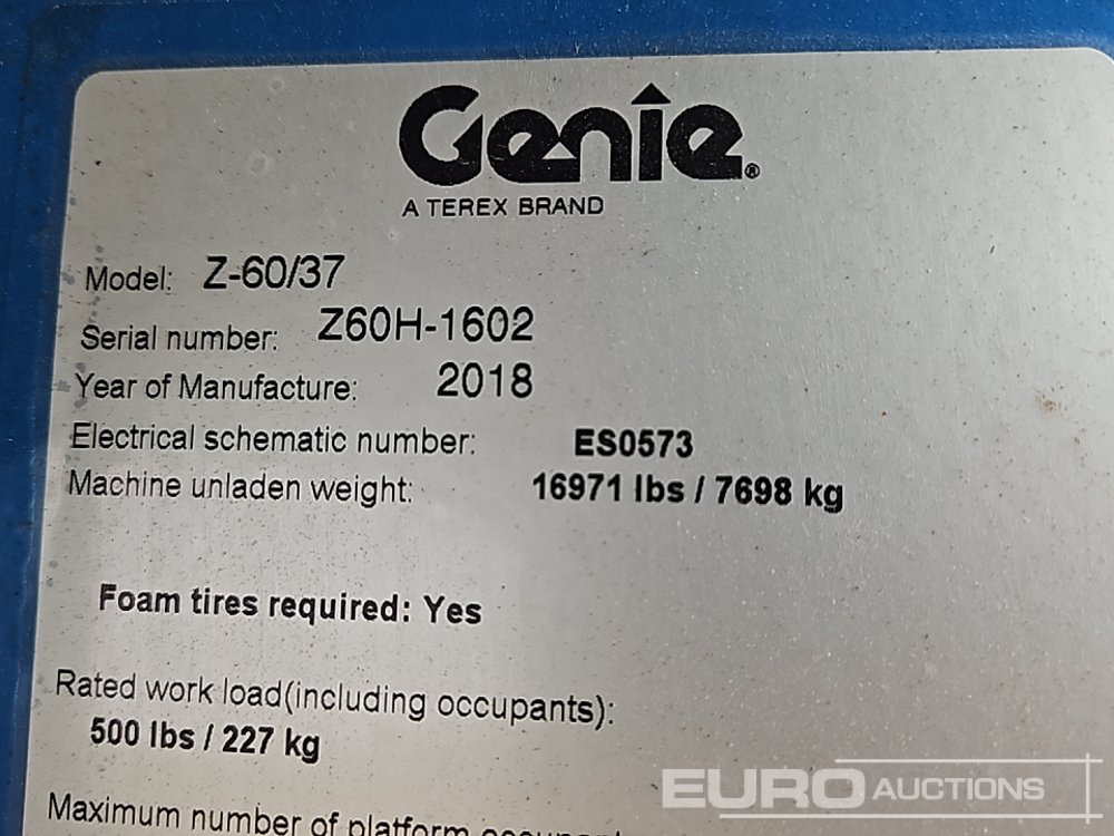 منصات هيدروليكية متنقلة 2018 Genie Z60/37: صور 43 منصات هيدروليكية متنقلة 2018 Genie Z60/37: صور 43