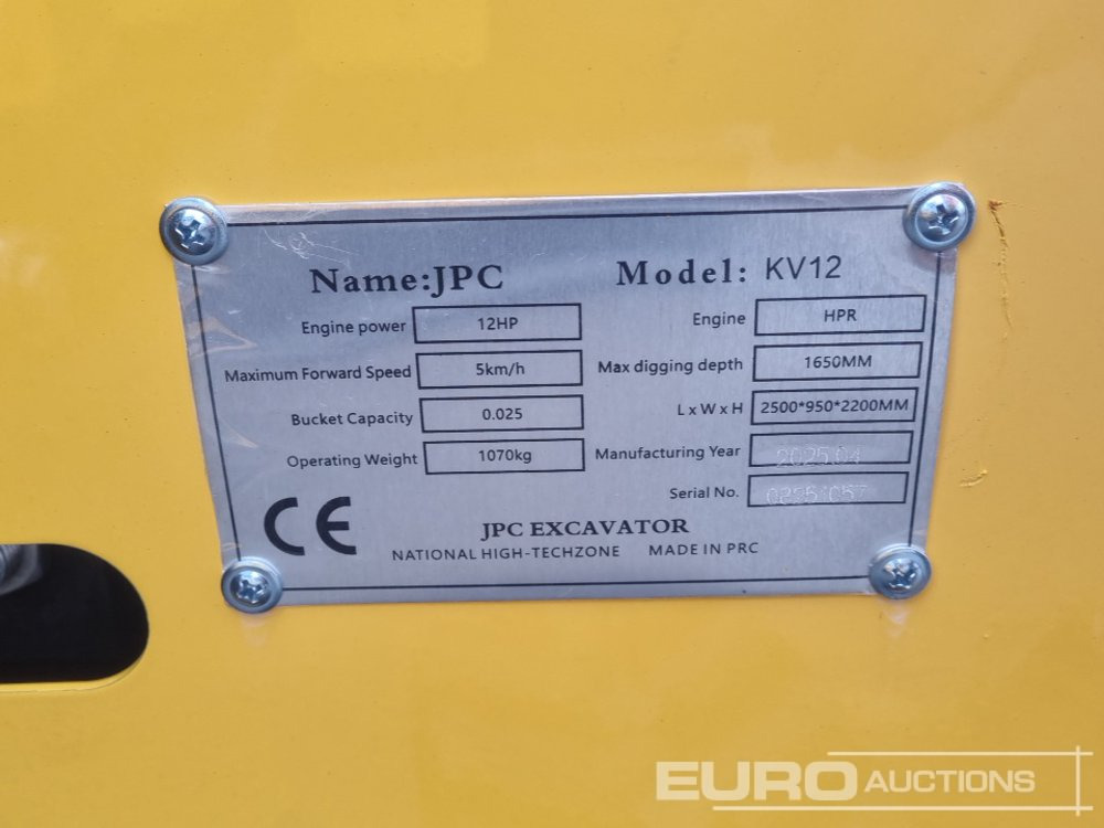 Unused 2025 JPC KV12 - حفارة مصغرة: صور 1 Unused 2025 JPC KV12 - حفارة مصغرة: صور 1