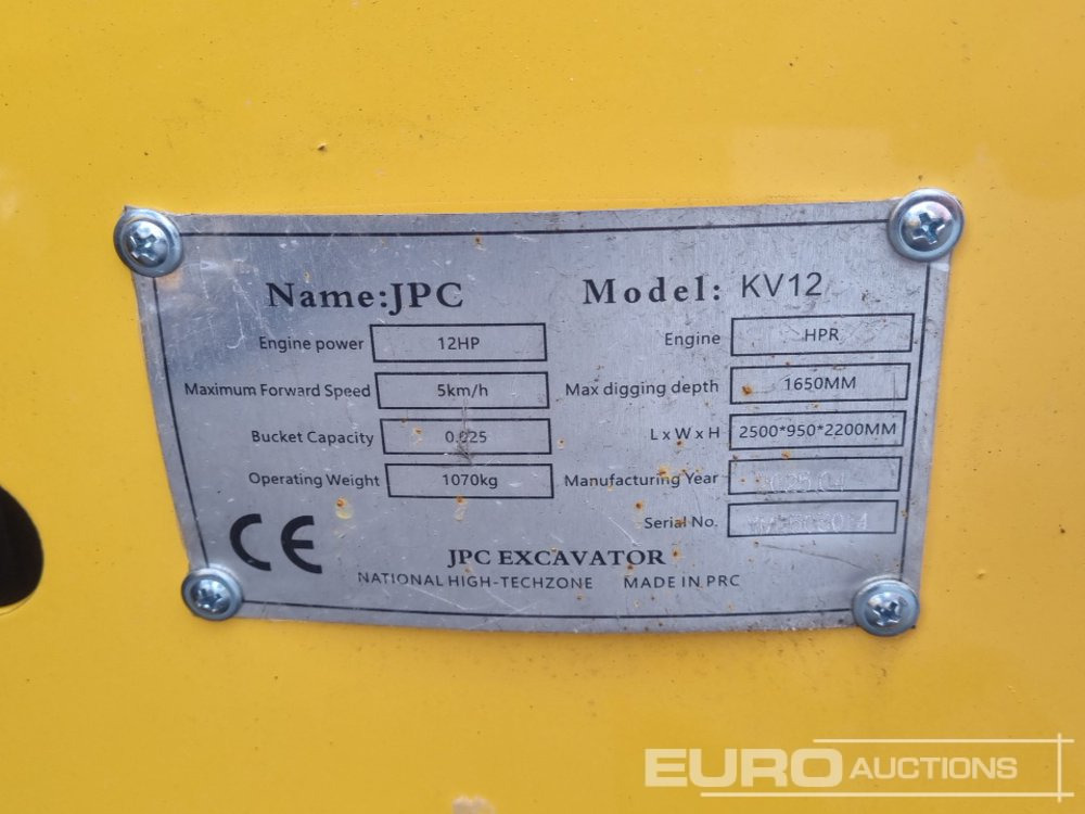 Unused 2025 JPC KV12 - حفارة مصغرة: صور 1 Unused 2025 JPC KV12 - حفارة مصغرة: صور 1