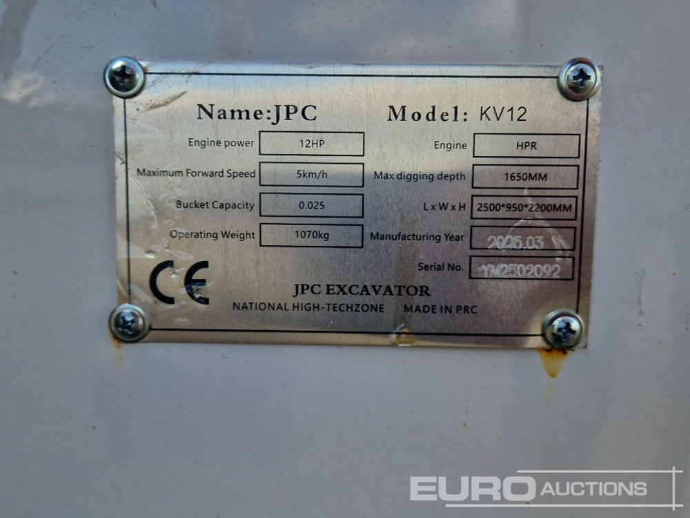 حفارة مصغرة Unused 2025 JPC KV12: صور 40 حفارة مصغرة Unused 2025 JPC KV12: صور 40