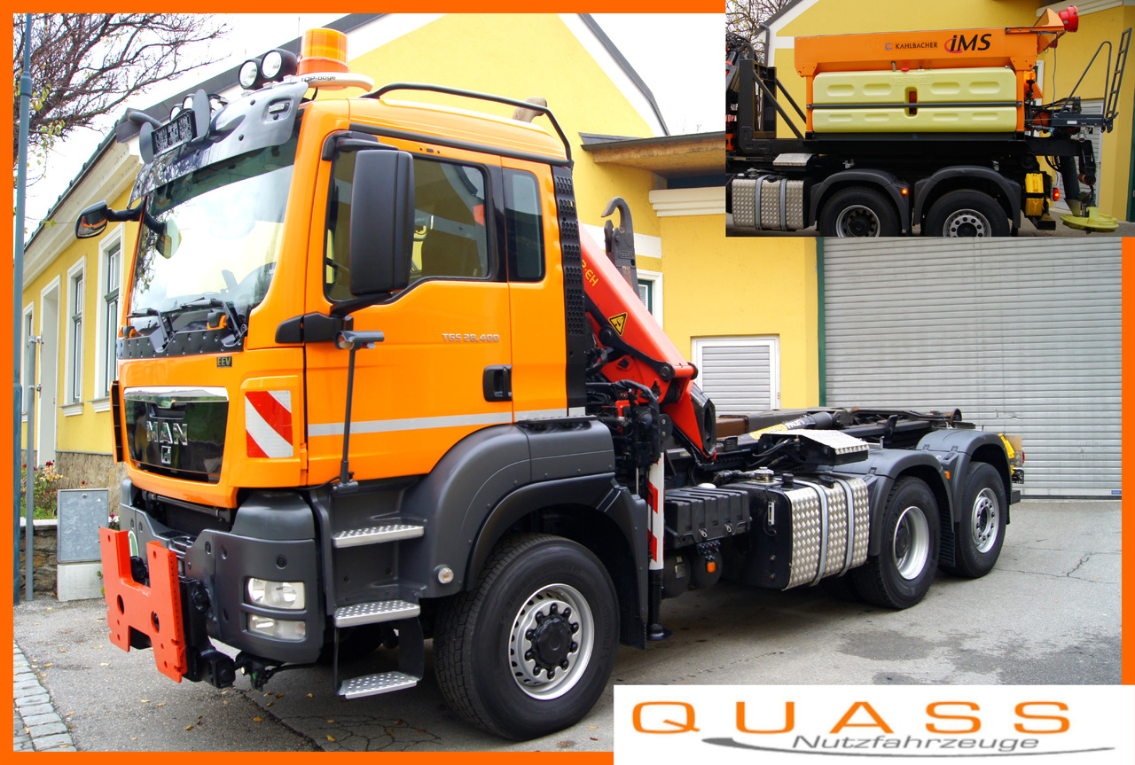 MAN TGS 28.400 BL 6x4-4/TÜV/PK12002/PALIFT/Winterdienst/Salzstreuer/Streuer/Schneepflug - شاحنة ذات الخطاف, شاحنة كرين: صور 1 MAN TGS 28.400 BL 6x4-4/TÜV/PK12002/PALIFT/Winterdienst/Salzstreuer/Streuer/Schneepflug - شاحنة ذات الخطاف, شاحنة كرين: صور 1