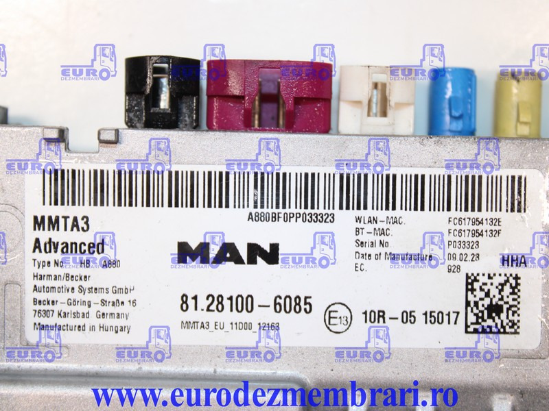 CALCULATOR UNITATE MULTIMEDIA MMTA3 MAN TGX TG3 81.28100.6085 - كتلة التحكم - شاحنة: صور 3 CALCULATOR UNITATE MULTIMEDIA MMTA3 MAN TGX TG3 81.28100.6085 - كتلة التحكم - شاحنة: صور 3