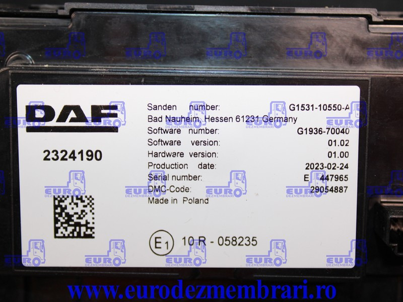 ELEMENT BORD COMANDA CLIMA DAF XF XG 2324190, 2295570 - لوحة القيادة - شاحنة: صور 4 ELEMENT BORD COMANDA CLIMA DAF XF XG 2324190, 2295570 - لوحة القيادة - شاحنة: صور 4
