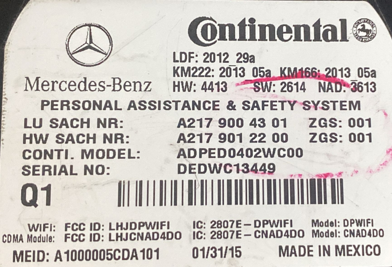 CONTINENTAL Mercedes Benz Control Module A2179004301 - كتلة التحكم: صور 3 CONTINENTAL Mercedes Benz Control Module A2179004301 - كتلة التحكم: صور 3